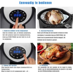Quvo® Airfryer xl - Airfryer xxl - Heteluchtfriteuse - 4,5 Liter - anti-aanbakmand - Zwart -33cm x 33cm x 37cm — thumbnail 4