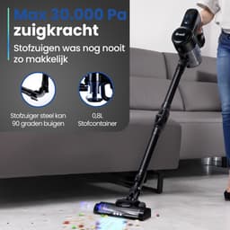Saaf G90 Steelstofzuiger - 250W - Steelstofzuiger Draadloos - Stofzuiger Zonder Zak - 7-delige set met Buigbare Steel - 30kPa - Kruimeldief - Zwart — thumbnail 7