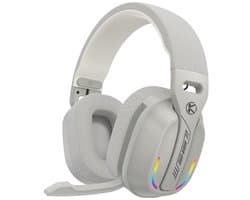 Ntech - Gaming Headset met Microfoon en RGB Light Wit - koptelefoon draadloos - Draadloze Game Headset 2.4GHz, USB C Geschikt voor PlayStation 5, - Bluetooth Gaming Headsets