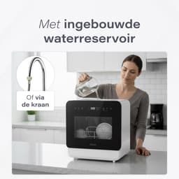 Skoov Mini Vaatwasser met waterreservoir - 3 couverts - 6 wasprogramma's - 45cm - Kleine smalle vrijstaande afwasmachine - Camping - Wit — thumbnail 10