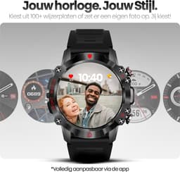 Phreeze Smartwatch Rond - Smartwatch Dames & Heren - Groot Scherm - Met Belfunctie - Hartslagmeter - Stappenteller - Geschikt voor iOS & Android - Zwart — thumbnail 10