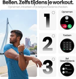 Phreeze Smartwatch Rond - Smartwatch Dames & Heren - Groot Scherm - Met Belfunctie - Hartslagmeter - Stappenteller - Geschikt voor iOS & Android - Zwart — thumbnail 12