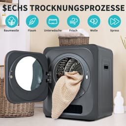 Re-purelife® Compacte Wasdroger met UV-Desinfectie - 6 Programma's - 3-4 kg Capaciteit - Geschikt voor Opbouw of Opstelling - Stille Werking & Helder LED-Display - Grijs — thumbnail 18
