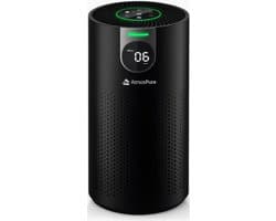 AtmosPure® CleanAir Luchtreiniger - Air Purifier met vervangbaar HEPA 13 + Koolstof filter - CADR 250 m³/h - Zwart - Voor 98 m² - Filtert pollen, huisstofmijtallergenen en fijnstof - 3 standen + stille slaapstand - Luchtkwaliteit Sensor