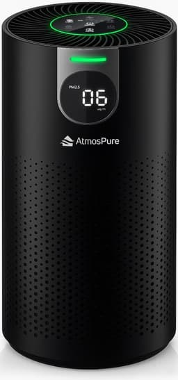 AtmosPure® CleanAir Luchtreiniger - Air Purifier met vervangbaar HEPA 13 + Koolstof filter - CADR 250 m³/h - Zwart - Voor 98 m² - Filtert pollen, huisstofmijtallergenen en fijnstof - 3 standen + stille slaapstand - Luchtkwaliteit Sensor — thumbnail 1
