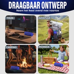 Muring Draadloze Bluetooth Speaker - Muziek Box - Tot 20 uur Afspeeltijd - TWS Pairing - Bluetooth 5.3 - Partybox - Luidspreker - Geluidsbox - Blauw — thumbnail 6