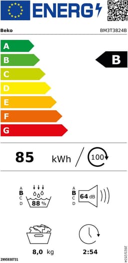 Beko BM3T3824B Wasdroger - Warmtepompdroger - 8 kg - Energielabel B — thumbnail 2