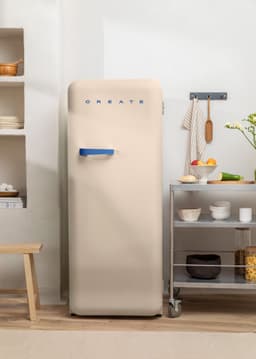 CREATE - Koelkast in retrostijl - Zand - Handvat Kobaltblauw - FRIDGE RETRO 281L — thumbnail 6
