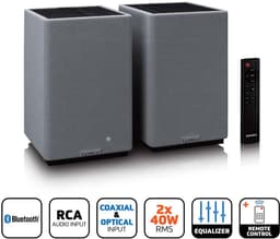 Lenco Hifi Speaker - Boekenplank speakers met Bluetooth - 80W - 2 stuks - Stereo set - SPB-240BKGY - Zwart/Grijs — thumbnail 5
