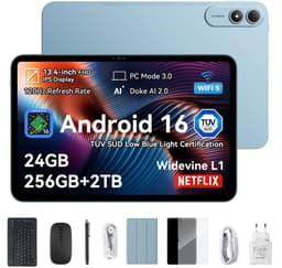 OSCAL Pad 200 Tablet - 24GB RAM - 256GB ROM - 13.4 Inch Full HD - 8300mAh AI Tablet - Android 16 - Met Toetsenbord(QWERTY), Beschermhoes, Muis, Stylus - Blauw — thumbnail 1