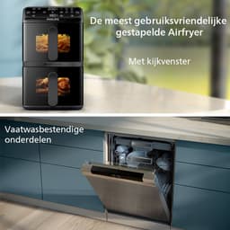 Philips 4000 Series Dual-Stacked Dubbele Airfryer – NA460/00 - 2 Lades (Sync) – 10 L – Tot 6 Personen – Bespaart 45% Ruimte — thumbnail 6