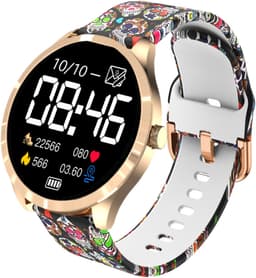 Belesy® BQSiRgSk Pro Skull - Smartwatch Dames – Smartwatch Heren - Horloge - 1.28 inch - Kleurenscherm - Stappenteller - Bloeddruk - Hartslag - 75+ Wijzerplaten – Sporten – Rose goud – Staal - Siliconen – Skull - Zwart - Kerstcadeau — thumbnail 22