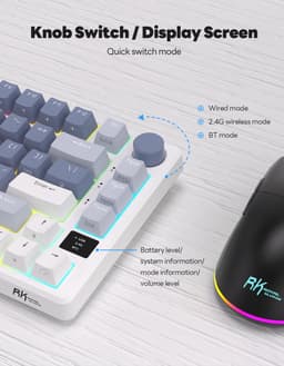 Royal Kludge RKM75 - Mechanisch Gaming Toetsenbord - Gaming Keyboard - Draadloos - Met Display - RGB - Silver Switches — thumbnail 4
