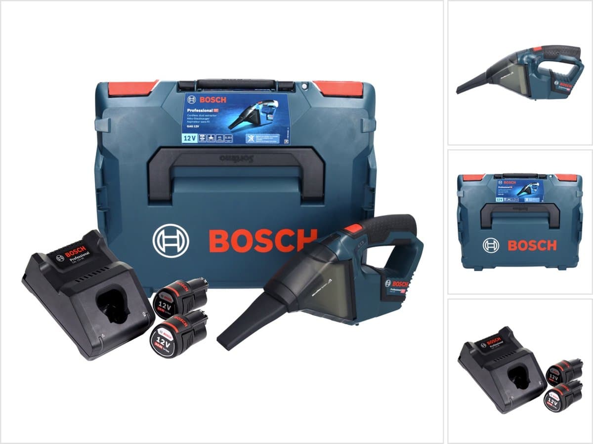 Bosch GAS 12V Professionele snoerloze stofzuiger 12 V 0,35 l + 2x accu 3,0 Ah + lader + L-Boxx — afbeelding 1