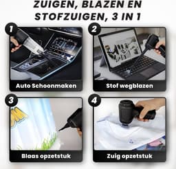 HomeShift® Auto Stofzuiger Draadloos V2 - Kruimelzuiger - Handstofzuiger - Kleine Stofzuiger - Draadloze stofzuiger - Air Duster - Nat & Droog - Zwart — thumbnail 10