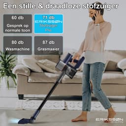 Erikssøn Steelstofzuiger Air Pro Max 9700 - 2 Accu's - Stofzuiger Draadloos - Zonder Zak Op Accu - Grijs/Blauw — thumbnail 9