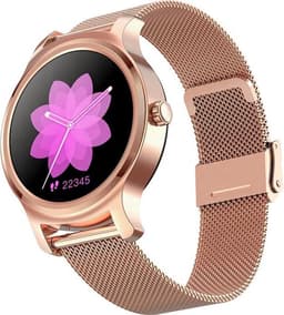 Belesy® SMART - Smartwatch Dames - Smartwatch Heren - Horloge - Stappenteller - 1.3 inch - Kleurenscherm - Full Touch - Bluetooth Bellen - Roségoud - Staal — thumbnail 4