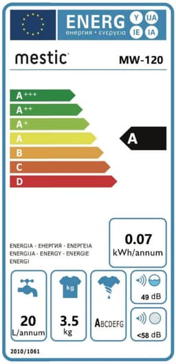 Mestic MW-120 Wasmachine/Centrifuge Combinatie - 230V — thumbnail 2