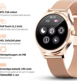 Actyve Smartwatch Dames Rosé Goud - Geschikt voor elke smartphone - Horloge dames - Stappenteller - Slaapmonitor - Saturatiemeter - Full Touchscreen — thumbnail 2