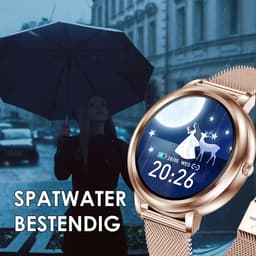Darenci Smartwatch Classy Pro- Smartwatch dames - Smartwatch heren - Activity Tracker - Touchscreen - Stalen band - Dames - Heren - Horloge - Stappenteller - Bloeddrukmeter - Verbrande calorieën - Zuurstofmeter - Rosegoud - Spatwaterdicht — thumbnail 7