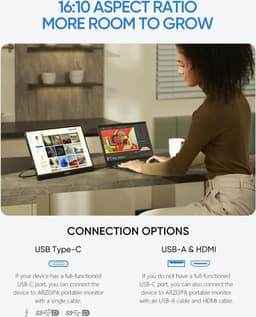 Arzopa Z1RC 2.5K - Portable QHD Monitor - 100% sRGB - Hoge Kleurechtheid - 60hz - 16 inch — thumbnail 7