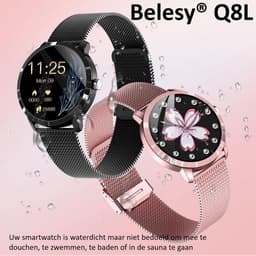 Belesy® Q8LG 2022 - Smartwatch Dames – Smartwatch Heren - Horloge- 1.09 inch - Kleurenscherm - Stappenteller - Bloeddruk - Hartslag - 75+ Wijzerplaten – Sporten - Staal – Rosé Goud — thumbnail 15