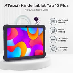 ATouch Kindertablet Tab 10 Plus – Kindertablet Vanaf 3 jaar – Kindertablets 2026 Model – 10 Inch Kids Tablet – Android 15 Tablet Kinderen– Inclusief 64GB+64SD & Screenprotector - Zwart — thumbnail 5