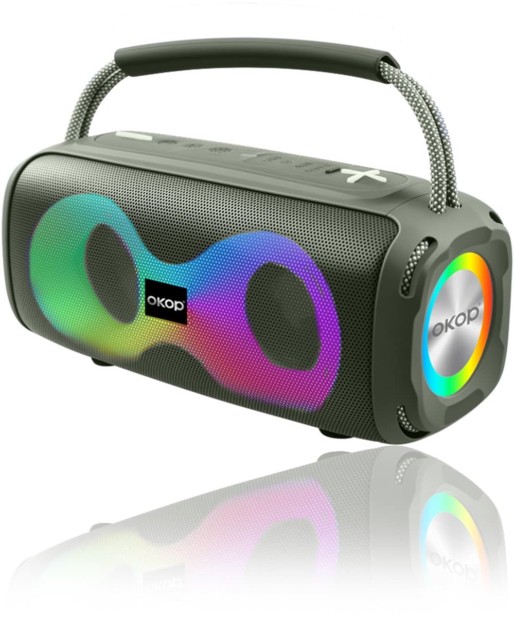 OKOP Bluetooth speaker - Draadloze muziek box - Draagbaar - Verlichting - 2x5W - Verschillende kleuren - RGB LED -Groen — afbeelding 1