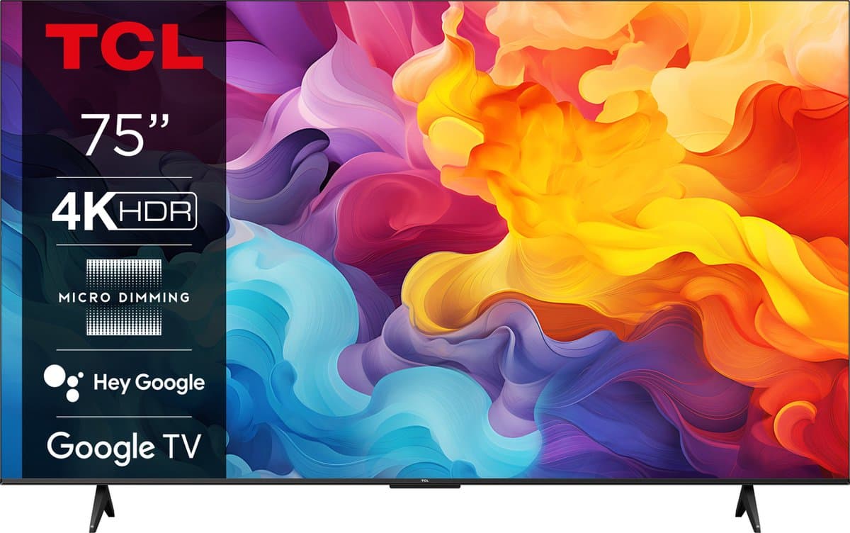 TCL 75P69B 75" | Ultra HD 4K LED Smart TV | Google TV + Wifi | HDR10 voor Realistische Kleuren en Contrasten | Strak Design | 60Hz — afbeelding 1