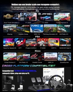 PXN - V99 - High end Race Stuur - Met Pedalen en Shifter - Force Feedback - Game Stuur - Geschikt voor PS4 - Xbox One - PC - Xbox Series X|S - PS3 - Nintendo Switch - Met App — thumbnail 8