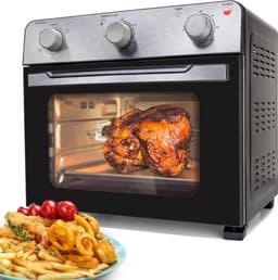 Luxe Heteluchtoven – Airfryer – Multifunctionele Combi Oven – Eenvoudige Bediening – Alles in één – 15L Inhoud – Met Bakplaat – Zilver — thumbnail 1
