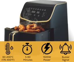 AG Airfryer XXL Premium- Luchtfriteuse - Anti-aanbak - Tot 8 personen- Uitneembare Bak - Vaatwasserbestendig - Met Receptenboek - Extreem Stil- Snelkooktechnologie - Digitaal Display - Tot 200°C - 8 Voorgeprogrammeerde standen. 5.5L Zwart — thumbnail 18
