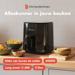 KitchenBrothers Airfryer XL - 5L - 2000W - PFAS-Vrij - Heteluchtfriteuse - Dual Heating - 80ºC tot 200ºC - 8 Kookprogramma's - Zwart — thumbnail 2