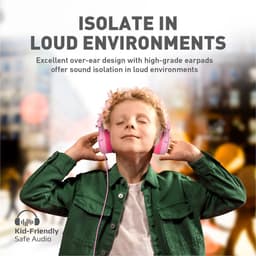 ProMate® Bedrade Kinderhoofdtelefoon, Premium Afneembare Kattenoor Kinderheadset met Microfoon, 85dB tot 95dB Geluidsregeling, AUX Deelpoort en Zachte Kussens, voor Smartphones, Laptops, Mp3-speler, Jewel BubbleGum — thumbnail 6