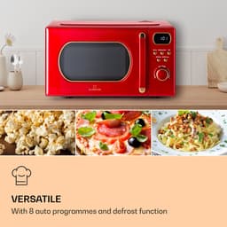 Klarstein magnetron met Grill, 800 Watt magnetron klein, 3 in 1Edelstahl magnetron rood, Kleine 20 Liter magnetron met ontdooi en Pizzafunktion, Drehteller, Platzsparend, Einfach zu Bedienen - voor Keuken - Bruin - Microwave — thumbnail 4