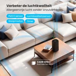 Auronic Luchtreiniger Fresh met HEPA 13 Filter, Ionisator en Koolstoffilter - Ruimtes tot 45m² - CADR-waarde van 225m³/u - Air Purifier - Zwart — thumbnail 4