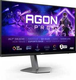 AOC AGON PRO AG276QZD2 - QHD OLED Gaming Monitor - 280Hz - Esports Base - HDMI 2.1 - USB-hub - 27 inch — thumbnail 1