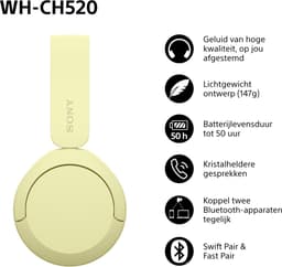 Sony WH-CH520 - Draadloze on-ear koptelefoon - Geel — thumbnail 4