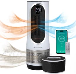 Luchtreiniger Hot & Cold 3-1 met Vervangbaar HEPA 13 Filter met App & Afstandsbediening - Air Purifier - Air Cleaner - Koolstoffilter - 80 m3 - 1500 W- Wit - Tegen Hooikoorts, Huisstofmijt, Allergie - Silvergear — thumbnail 1