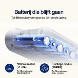 Samako Steelstofzuiger Draadloos - 450W - Kruimeldief - 4 Opzetstukken - Stofzuiger 32kPa zuigkracht - Zonder zak op accu - CleanDetect — thumbnail 4