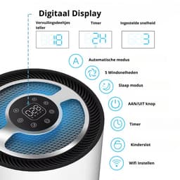 Cityline Luchtreiniger Ultra - Luxe Metalen behuizing - tot 55 m² - 460 m³ CADR - Geavanceerd 4 laags HEPA filter - Auto modus & Luchtkwaliteit sensor - LED display - Wifi functionaliteit - Slaapstand - Timer — thumbnail 2