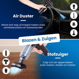 CarMe 2-in-1 Auto Stofzuiger - Zuigen & Blazen - Kruimeldief - 7 Opzetstukken - Oplaadbaar - Handstofzuiger - Air Duster - Zwart — thumbnail 3