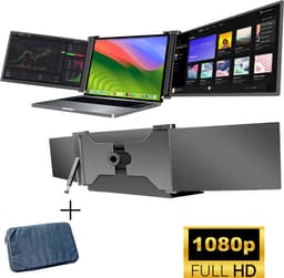 HoriVue Portable Monitor Max 15.6 Inch - Triple Screen - Full HD 60Hz - Draagbare Monitor - Extra Scherm Laptop - Laptop Scherm Uitbreider - Plug & Play - Geschikt voor Apple en Windows - Inclusief Beschermhoes - Tri Screen — thumbnail 1