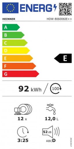 Heinner HDW-BI6006IE++ Inbouwvaatwasser – 12 Couverts – 6 Programma’s – Einde-programma Signaal – Zoutindicator – Aquastop – Wit – 5 Jaar Garantie — thumbnail 2
