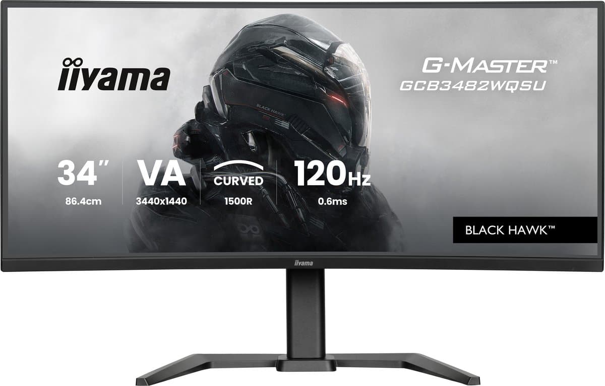 iiyama G-Master GCB3482WQSU-B1 Black Hawk - 34 inch - WQHD - VA - 120 Hz - Verstelbaar - Curved — afbeelding 1