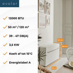 Evolar Monoblock Airco - Zonder buitenunit - met Luchtonvochtiger - 4-in-1 - 12000 BTU - WiFi - Zelf Installeren - EVO-M1200CH — thumbnail 6