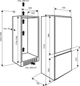 Inventum IKV1782S 178 cm inbouw koel-vriescombinatie - 242 liter - Koelkast met vriesvak 60 liter - 2 groentelades - Led-verlichting - Sleepdeur - Wit — thumbnail 4