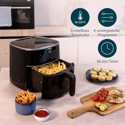 Princess Digitale Airfryer 182238 - 4 liter - PFAS vrij - Groot - Heteluchtfriteuse - Zwart - Digital Touchscreen - 8 Automatische Programma's - Inclusief in hoogte verstelbaar Grillrack — thumbnail 6