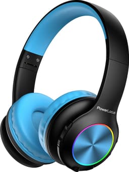 PowerLocus PLED Draadloze Koptelefoon Over-Ear voor Kinderen - LED lampjes - met Microfoon - Micro SD poort - Zwart/Blauw — thumbnail 1