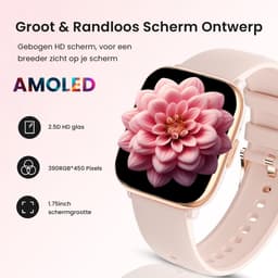 Avalue Smartwatch Dames & Heren - AMOLED Screen - AI Feature - Stappenteller - Bloeddrukmeter - Geschikt voor alle Smartphones - Roségoud — thumbnail 8